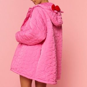 New Hello Kitty & Friends x Forever 21 Oversized Pink Bows Puffer Jacket Large